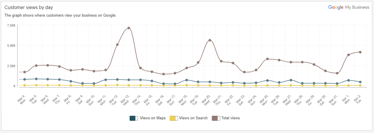 customer views by day in webceo google my business bets location insights