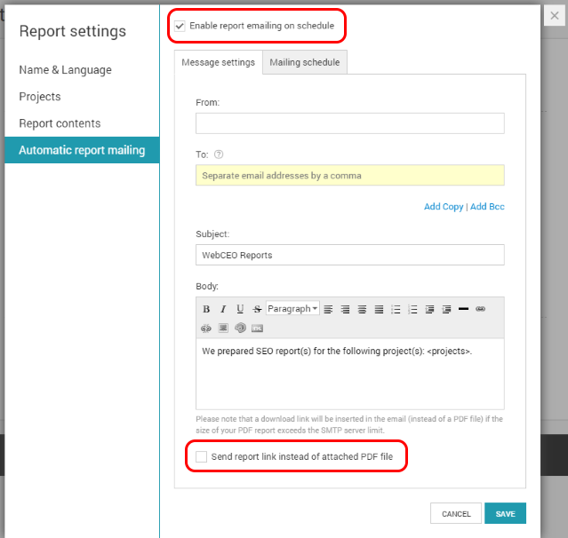 How to enable a new feature in consolidated SEO reports.