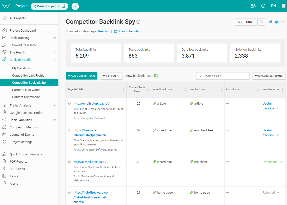 Build new links by spying on your competitor backlinks.