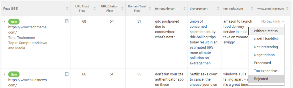 Track the results of your link building  in Competitor Backlink Spy.