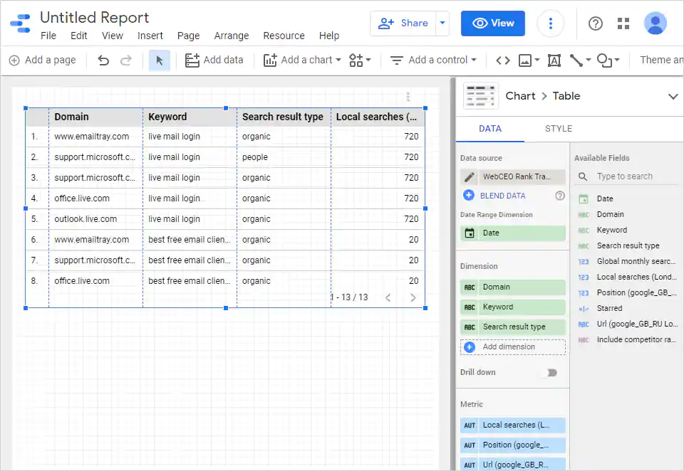 Data Studio Report Builder