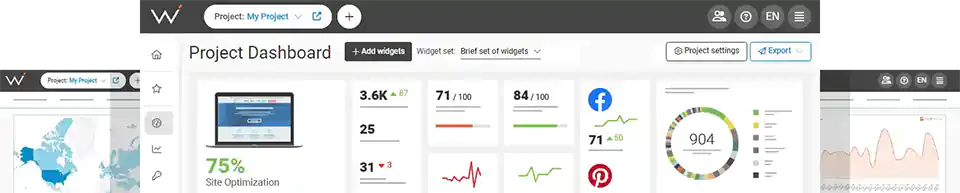 WebCEO Interface Dashboard