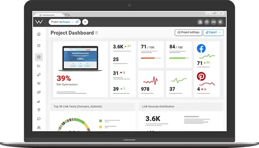 WebCEO Dashboard on a Laptop