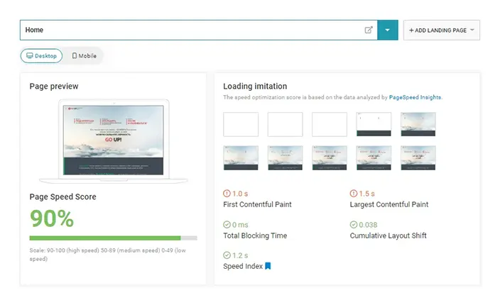 SEO Analysis tool Page Speed screenshot