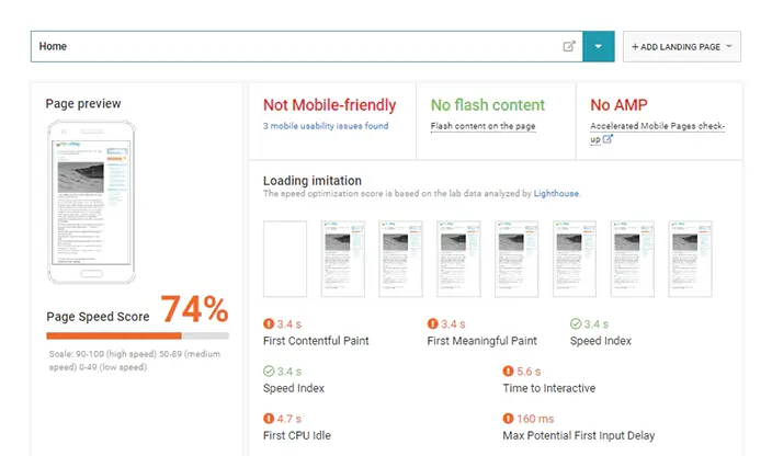 SEO Analysis tool Mobile Optimization screenshot