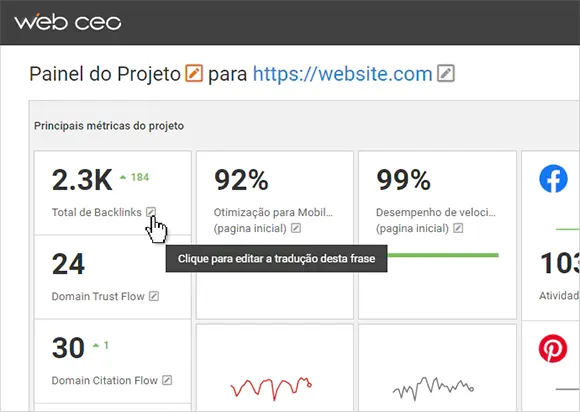 WebCEO Report in Brazilian Portuguese