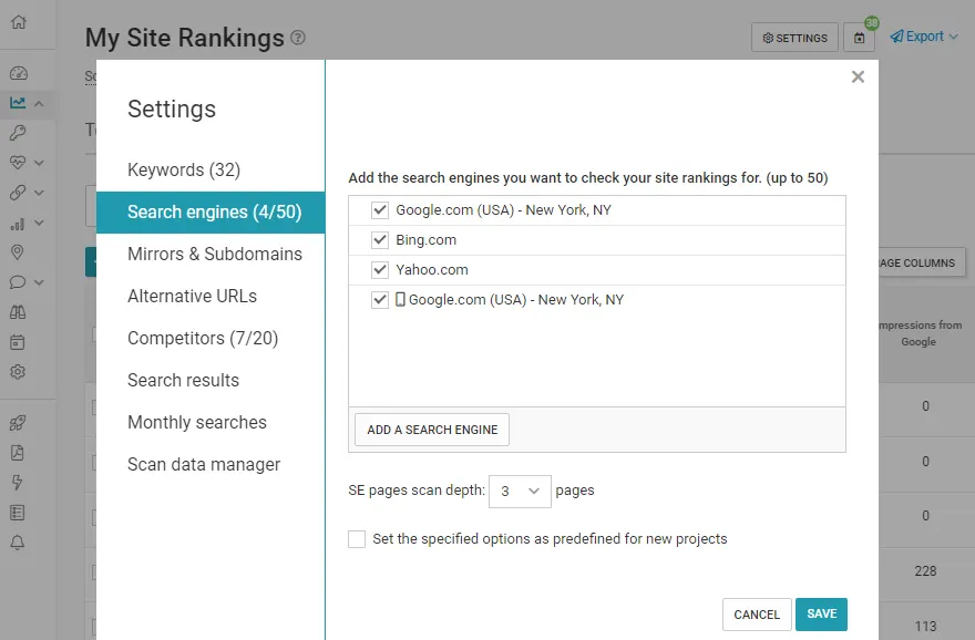 WebCEO Rank Tracker Tool | Search Engines