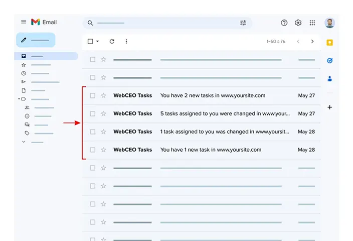 WebCEO’s Task Manager. Email Notifications