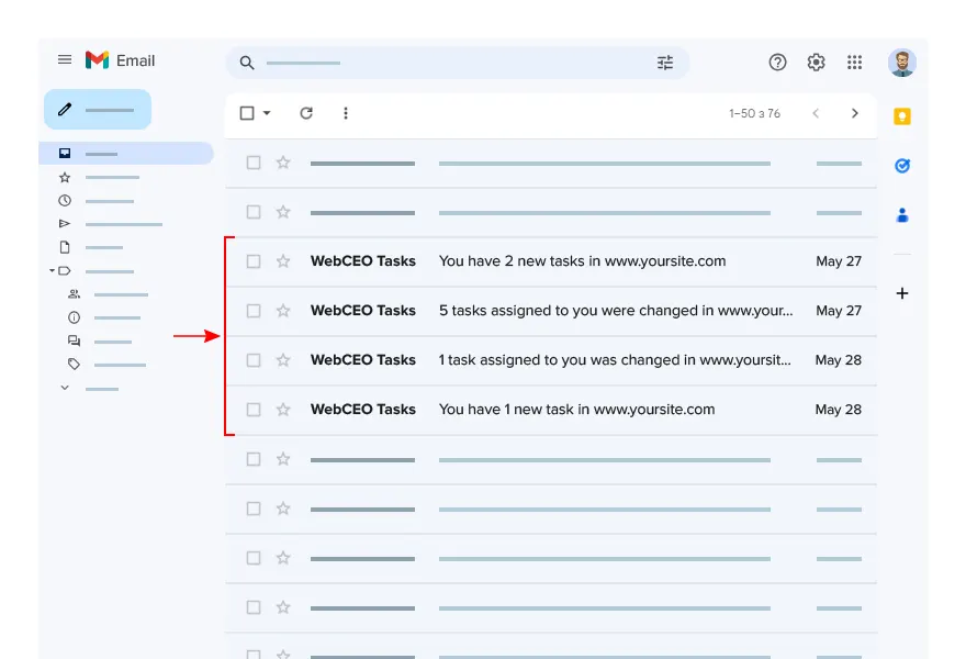 WebCEO’s Task Manager. Email Notifications